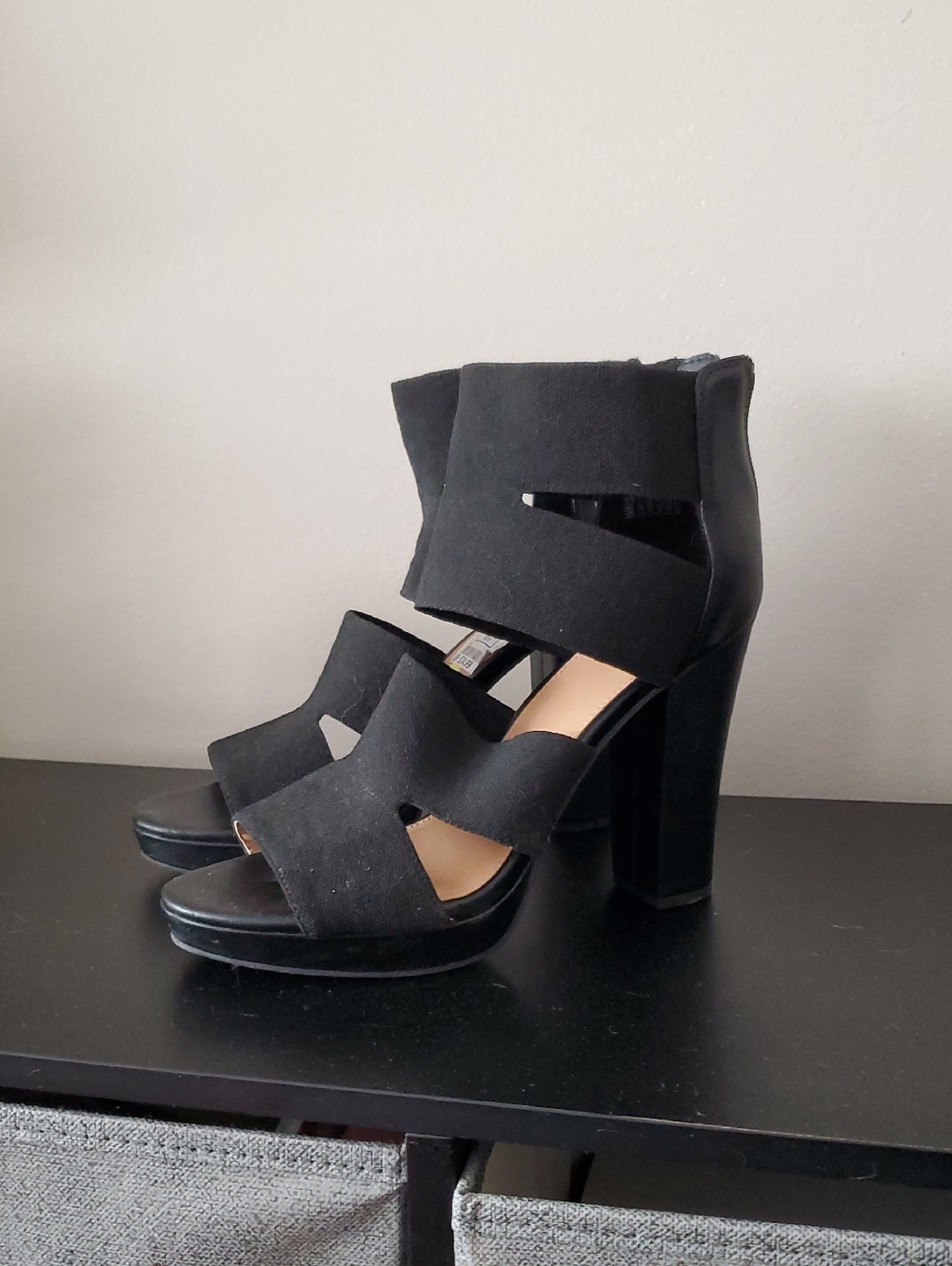 Report Black Suede Block Heel Sandal